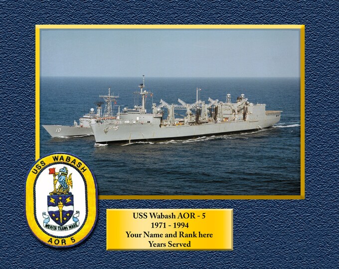 USS WABASH AOR5 Custom Personalized 8.5 X 11 Print of US Navy Ships Unique Gift Idea for any Occasions