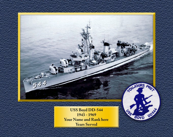 USS BOYD DD544 Custom Personalized 8.5 X 11 Print of US Navy Ships Unique Gift Idea for any Occasions