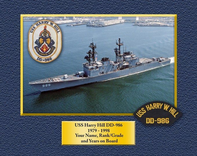 USS Harry Hill DD-986 Custom Personalized 8.5 X 11 Print of US Navy Ships Unique Gift Idea for any Occasions