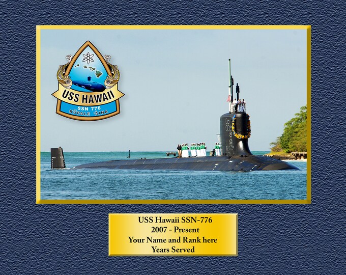 USS Hawaii SSN-776  Custom Personalized 8.5 X 11 Print of US Navy Ships Unique Gift Idea for any Occasions