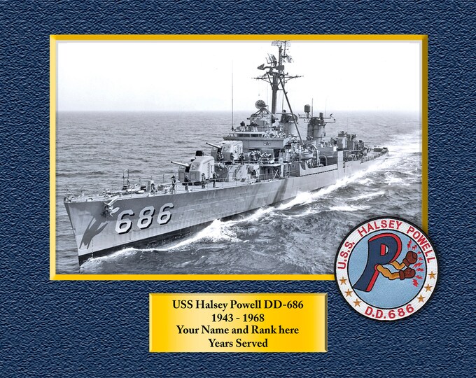 USS Halsey Powell DD686 Custom Personalized 8.5 X 11 Print of US Navy Ships Unique Gift Idea for any Occasions