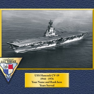 USS HANCOCK CV19 Custom Personalized 8.5 X 11 Print of US Navy Ships Unique Gift Idea for any Occasions