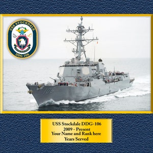 USS Stockdale DDG 106 Custom Personalized 8.5 X 11 Print of US Navy Ships Unique Gift Idea for any Occasions
