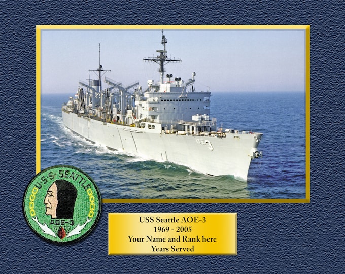 USS SEATTLE AOE3 Custom Personalized 8.5 X 11 Print of US Navy Ships Unique Gift Idea for any Occasions
