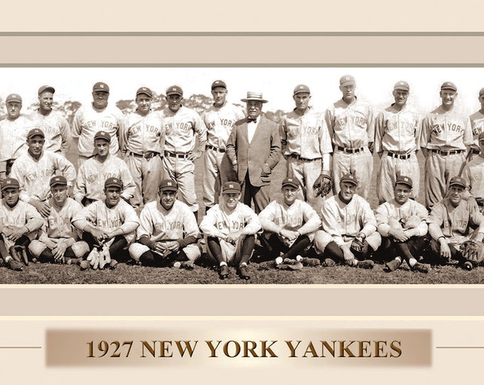 Vintage 1927 New York Yankees Panoramic Print 11.750 X 36  W/Double Faux Matte