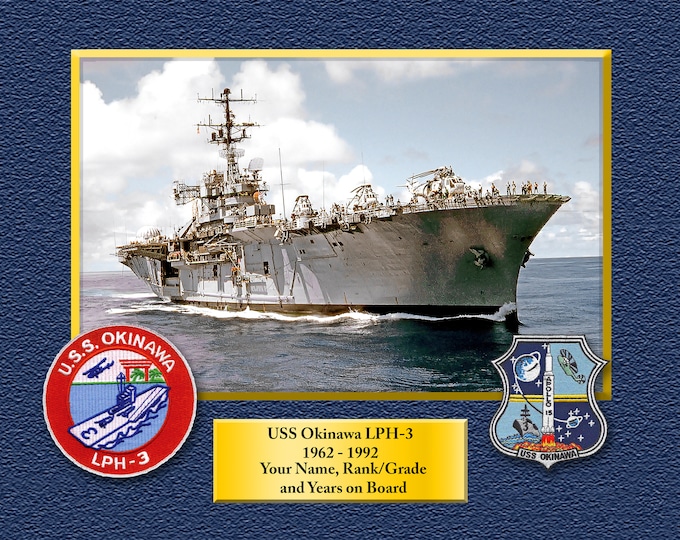 USS Okinawa LPH-3 Custom Personalized 8.5X11 or 11X14 Print on Pro. Paper or Canvas US Navy Ships Unique Gift Idea for any Occasions