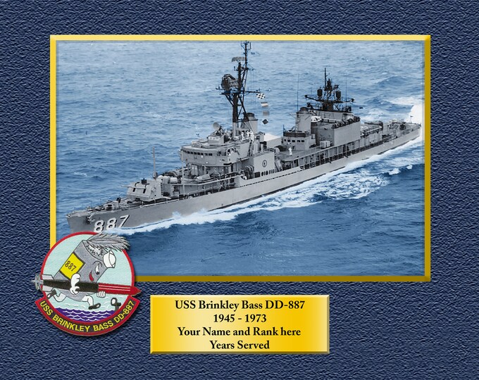 USS Brinkley Bass DD887 Custom Personalized 8.5 X 11 Print of US Navy Ships Unique Gift Idea for any Occasions