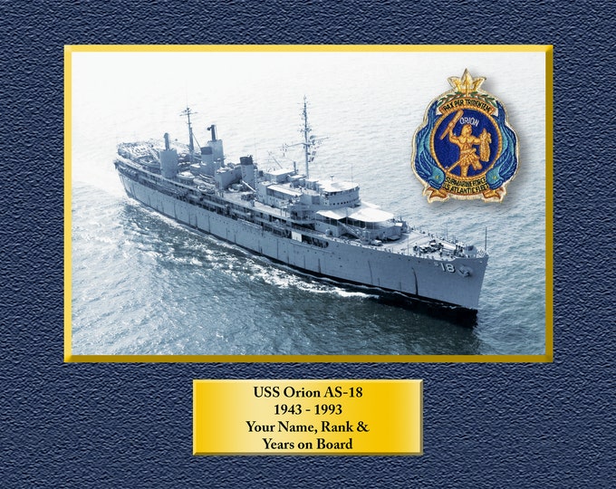USS ORION AS18 Custom Personalized 8.5 X 11 Print of US Navy Ships Unique Gift Idea for any Occasions
