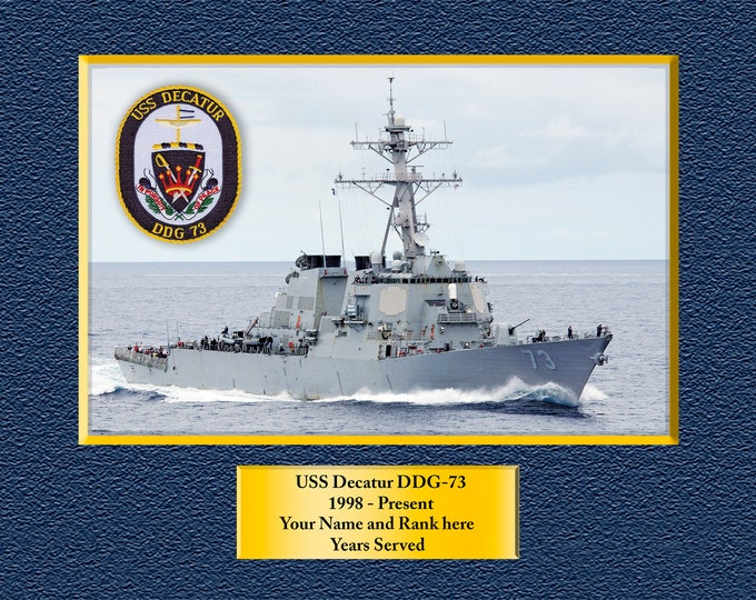 USS Decatur DDG-73 Custom Personalized 8.5 X 11 Print of US Navy Ships Unique Gift Idea for any Occasions