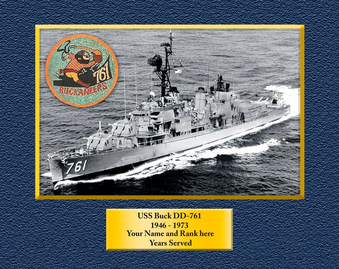 USS BUCK DD761 Custom Personalized 8.5 X 11 Print of US Navy Ships Unique Gift Idea for any Occasions