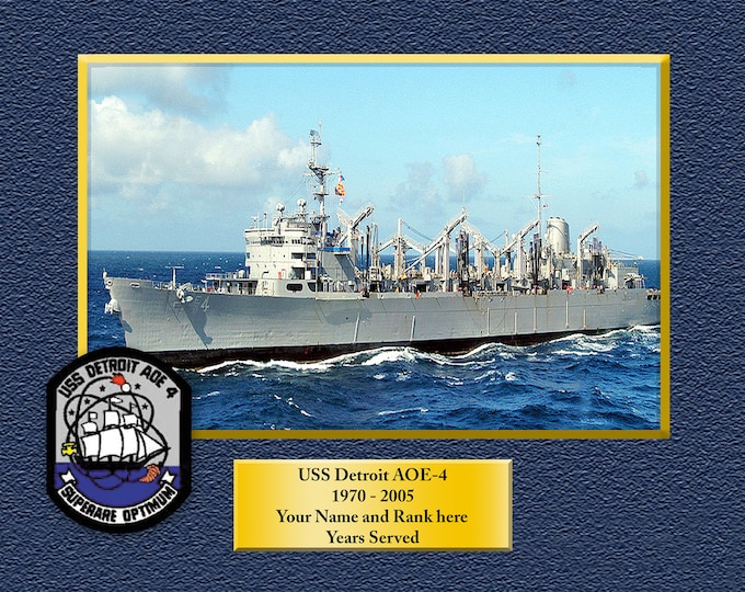 USS DETROIT AOE4 Custom Personalized 8.5 X 11 Print of US Navy Ships Unique Gift Idea for any Occasions