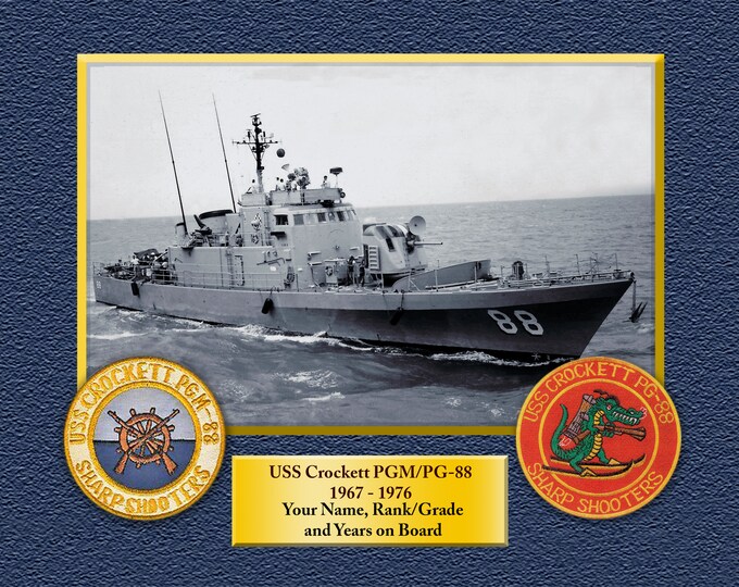 USS Crockett pGM/PG-88 Custom Personalized 8.5 X 11 Print of US Navy Ships Unique Gift Idea for any Occasions