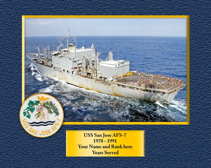 USS San Jose AFS-7 Custom Personalized 8.5 X 11 Print of US Navy Ships Unique Gift Idea for any Occasions