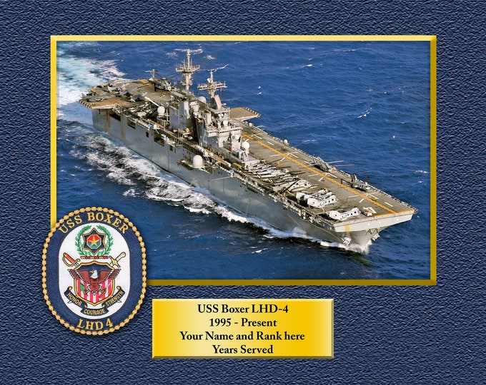 USS BOXER LHD4 Custom Personalized 8.5 X 11 Print of US Navy Ships Unique Gift Idea for any Occasions