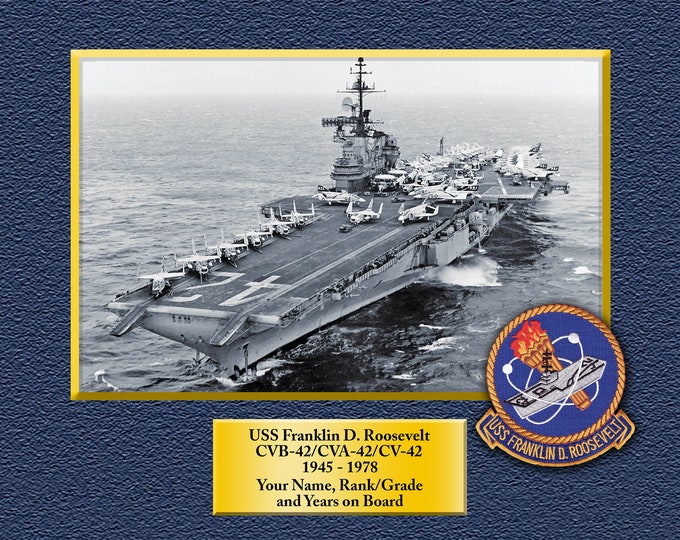 USS Franklin D. Roosevelt cvb/cva/cv42 Custom Personalized 8.5X11 or 11X14 Print on Pro. Paper or Canvas US Navy Ships Unique Gift Idea GIFT