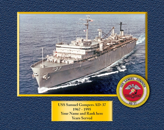 USS Samuel Gompers AD-37 Custom Personalized 8.5 X 11 Print of US Navy Ships Unique Gift Idea for any Occasions