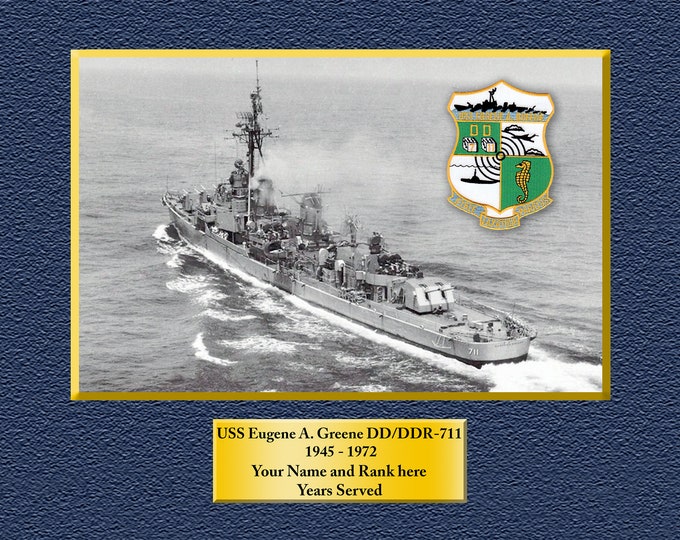 USS Eugene A. Greene DD-711   Custom Personalized 8.5 X 11 Print of US Navy Ships Unique Gift Idea for any Occasions