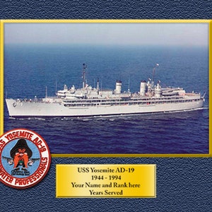 USS YOSEMITE AD19 Custom Personalized 8.5 X 11 Print of US Navy Ships Unique Gift Idea for any Occasions