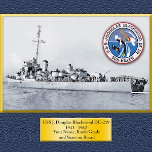 USS J. Douglas Blackwood DE219 Custom Personalized 8.5 X 11 Print of