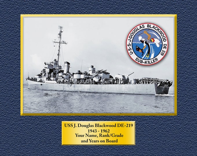 USS J. Douglas Blackwood DE-219 Custom Personalized 8.5 X 11 Print of US Navy Ships Unique Gift Idea for any Occasions