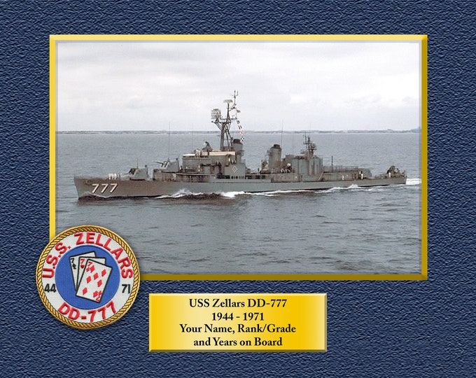 USS ZELLARS DD777 Custom Personalized 8.5 X 11 Print of US Navy Ships Unique Gift Idea for any Occasions