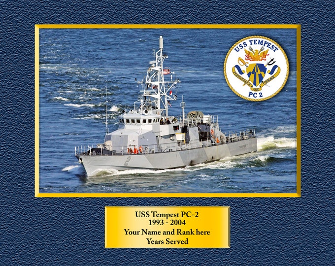 USS Tempest PC-2 Custom Personalized 8.5 X 11 Print of US Navy Ships Unique Gift Idea for any Occasions