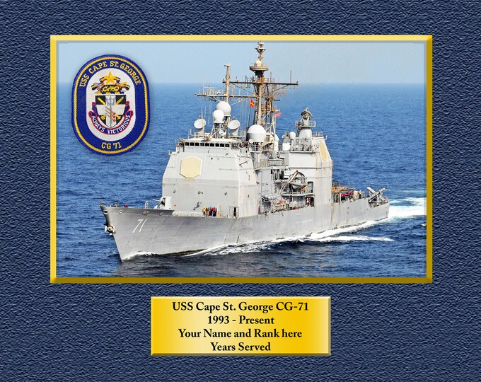 USS Cape St. George CG71 Custom Personalized 8.5 X 11 Print of US Navy Ships Unique Gift Idea for any Occasions