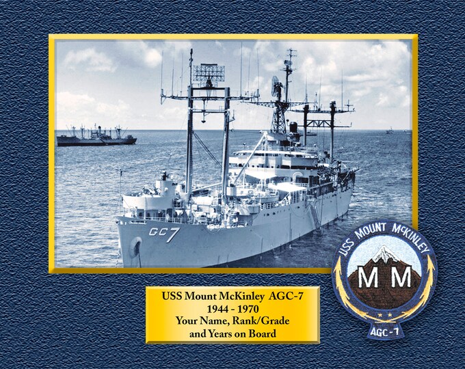 USS Mt. McKinley AGC7 Custom Personalized 8.5 X 11 Print of US Navy Ships Unique Gift Idea for any Occasions