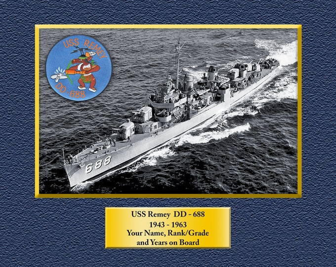 USS REMEY DD688 Custom Personalized 8.5 X 11 Print of US Navy Ships Unique Gift Idea for any Occasions