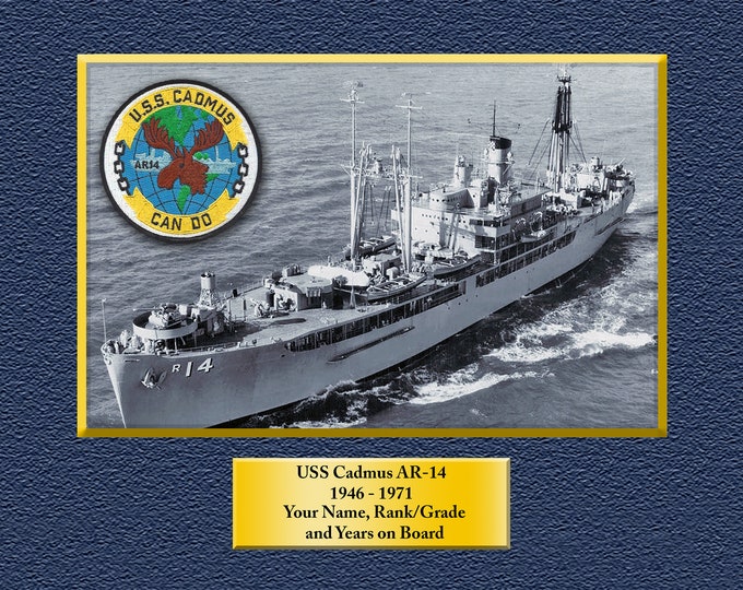 USS Cadmus AR-14 Custom Personalized 8.5 X 11 Print of US Navy Ships Unique Gift Idea for any Occasions