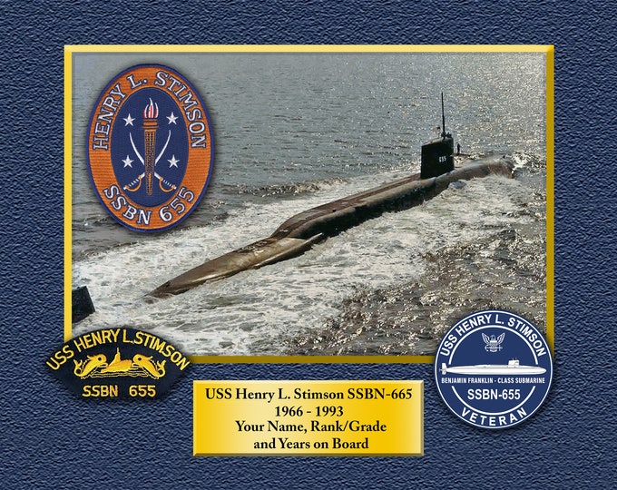 USS Henry L. Stimson SSBN-665 Custom Personalized 8.5 X 11 Print of US Navy Ships Unique Gift Idea for any Occasions