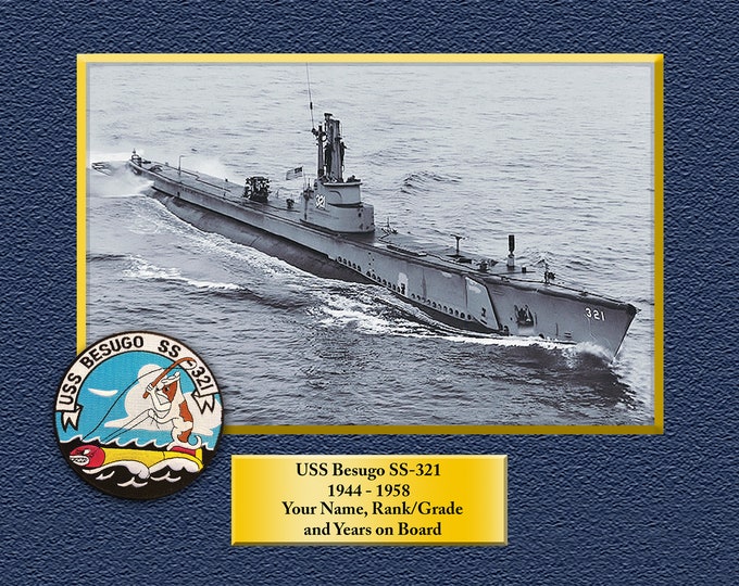 USS Besugo SS-321 Custom Personalized 8.5 X 11 Print of US Navy Ships Unique Gift Idea for any Occasions