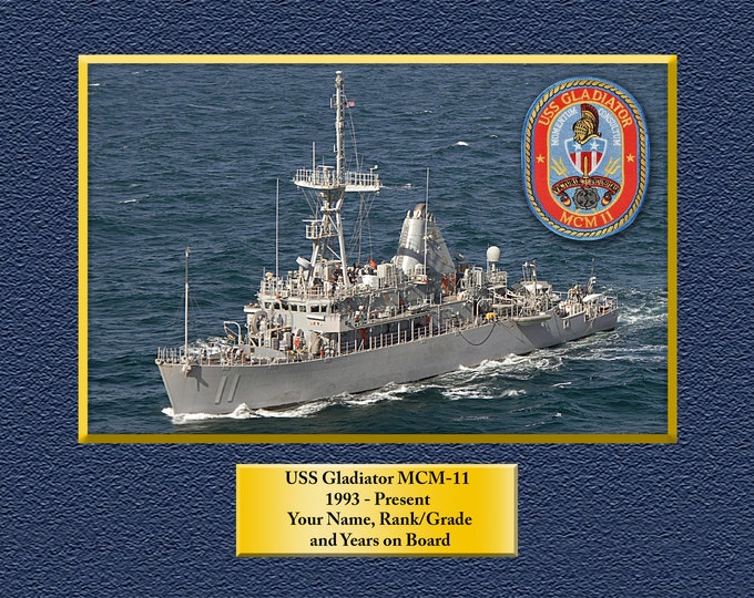 USS Gladiator MCM-11 Custom Personalized 8.5 X 11 Print of US Navy Ships Unique Gift Idea for any Occasions
