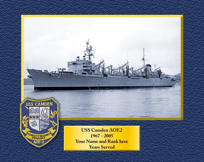 USS Camden AOE2 Custom Personalized 8.5 X 11 Print of US Navy Ships Unique Gift Idea for any Occasions