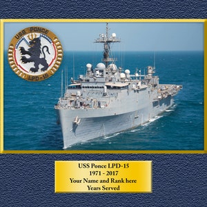 USS Ponce LPD-15 Custom Personalized 8.5 X 11 Print of US Navy Ships Unique Gift Idea for any Occasions