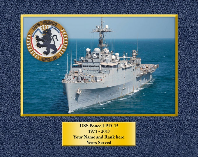 USS Ponce LPD-15 Custom Personalized 8.5 X 11 Print of US Navy Ships Unique Gift Idea for any Occasions