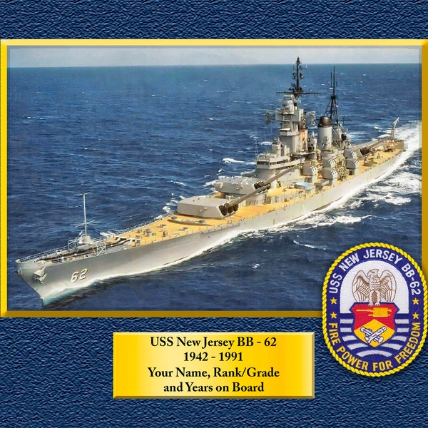 USS New Jersey BB-62 Custom Personalized 8.5 X 11 Print of US Navy Ships Unique Gift Idea for any Occasions