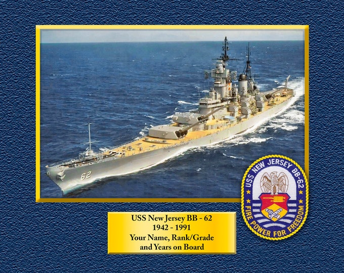 USS New Jersey BB-62 Custom Personalized 8.5 X 11 Print of US Navy Ships Unique Gift Idea for any Occasions