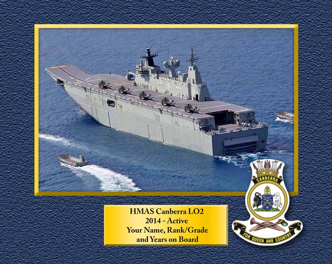 HMAS Canberra L02 Custom Personalized 8.5 X 11 Royal Australian Navy Unique Gift Idea for any Occasions