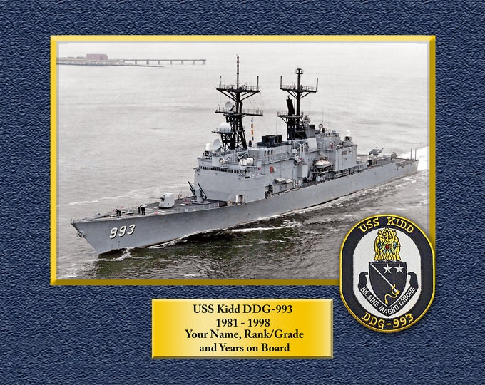 USS Kidd DDG-993 Custom Personalized 8.5 X 11 Print of US Navy Ships Unique Gift Idea for any Occasions