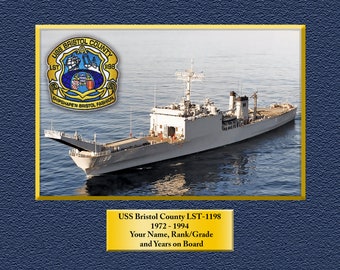 USS Bristol County LST-1198 Custom Personalized 8.5 X 11 Print of US Navy Ships Unique Gift Idea for any Occasions