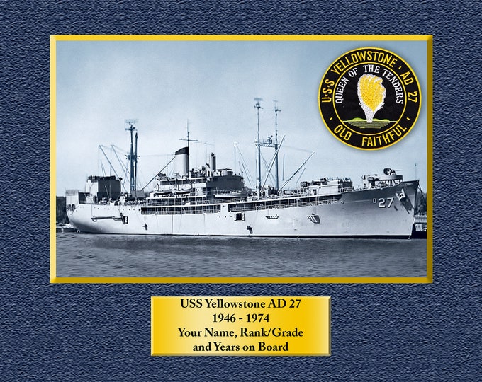 USS YELLOWSTONE AD27 Custom Personalized 8.5 X 11 Print of US Navy Ships Unique Gift Idea for any Occasions