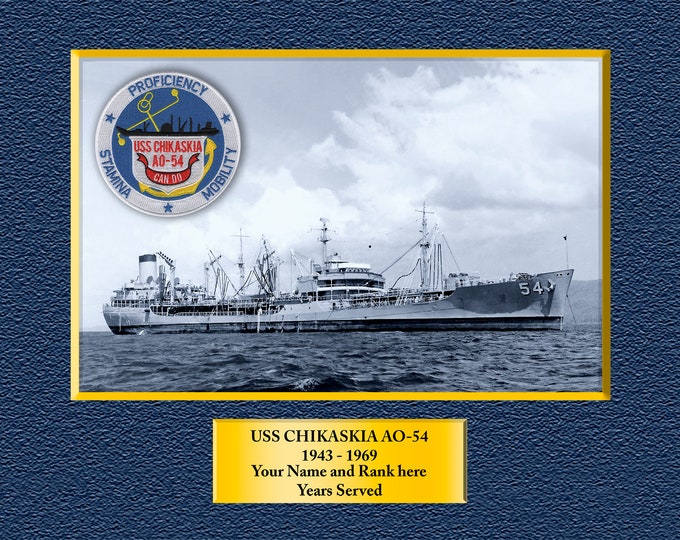 USS CHIKASKIA AO54  Custom Personalized 8.5 X 11 Print of US Navy Ships Unique Gift Idea for any Occasions