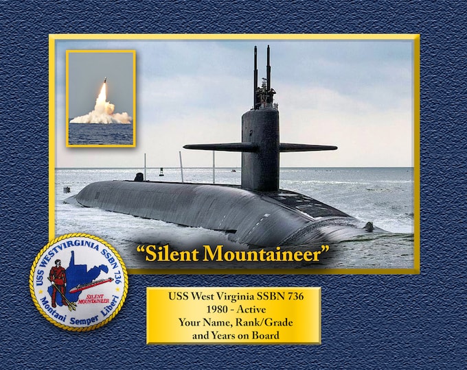 USS West Virginia SSBN-736 Custom Personalized 8.5 X 11 Print of US Navy Ships Unique Gift Idea for any Occasions