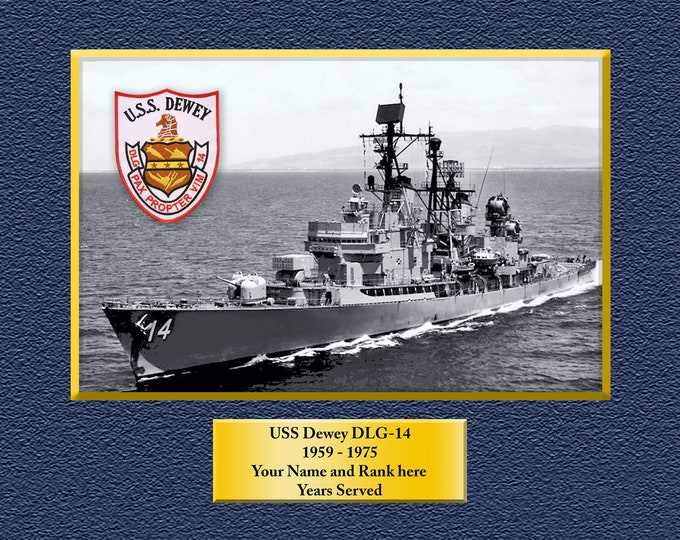 USS Dewey DLG-14 Custom Personalized 8.5 X 11 Print of US Navy Ships Unique Gift Idea for any Occasions