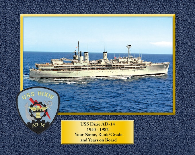 USS Dixie AD-14 Custom Personalized 8.5 X 11 Print of US Navy Ships Unique Gift Idea for any Occasions