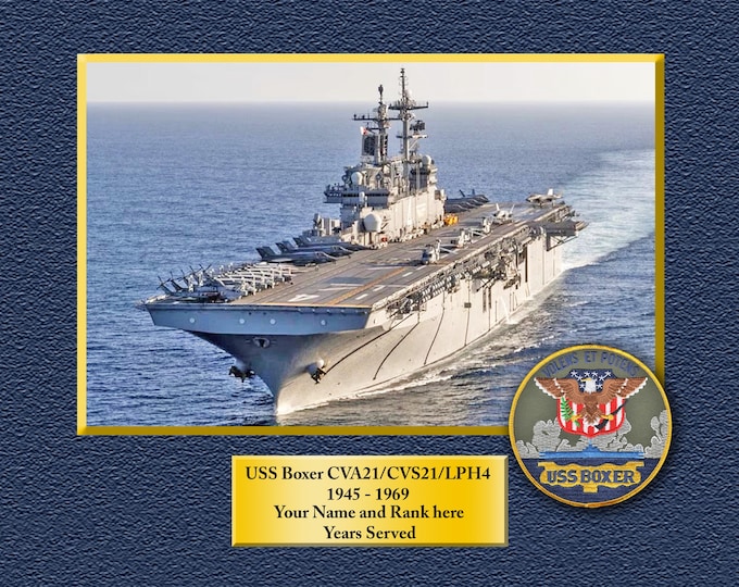USS Boxer LPH-4 Custom Personalized 8.5 X 11 Print of US Navy Ships Unique Gift Idea for any Occasions