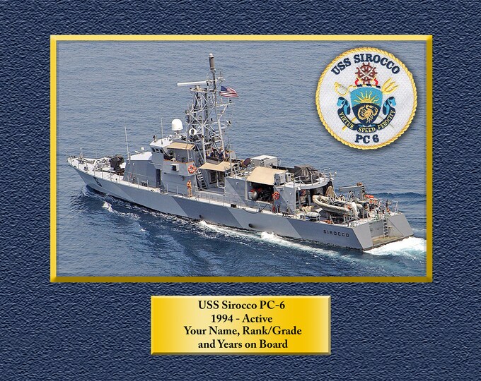 USS Sirocco PC-6 Custom Personalized 8.5 X 11 Print of US Navy Ships Unique Gift Idea for any Occasions