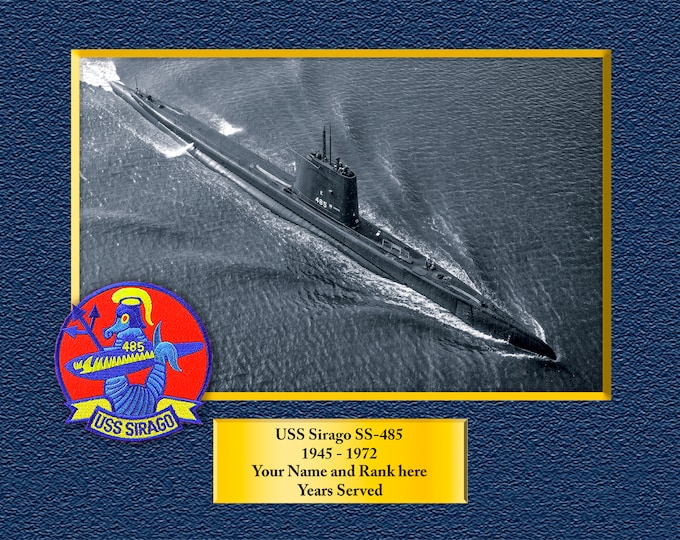USS Sirago SS 485 Custom Personalized 8.5 X 11 Print of US Navy Ships Unique Gift Idea for any Occasions
