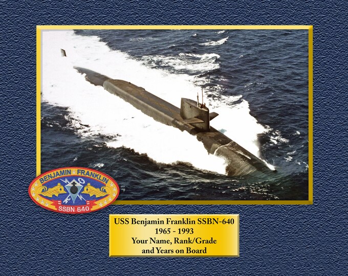 USS Benjamin Franklin SSBN-640 Custom Personalized 8.5 X 11 Print of US Navy Ships Unique Gift Idea for any Occasions